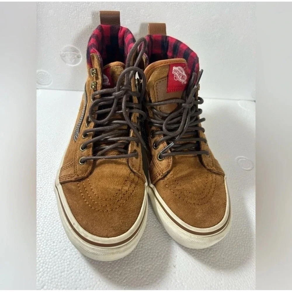 Vans Sk8-Hi MTE Brown Suede Plaid Lining Scotchgard Sneakers Men 6.5 Women 8